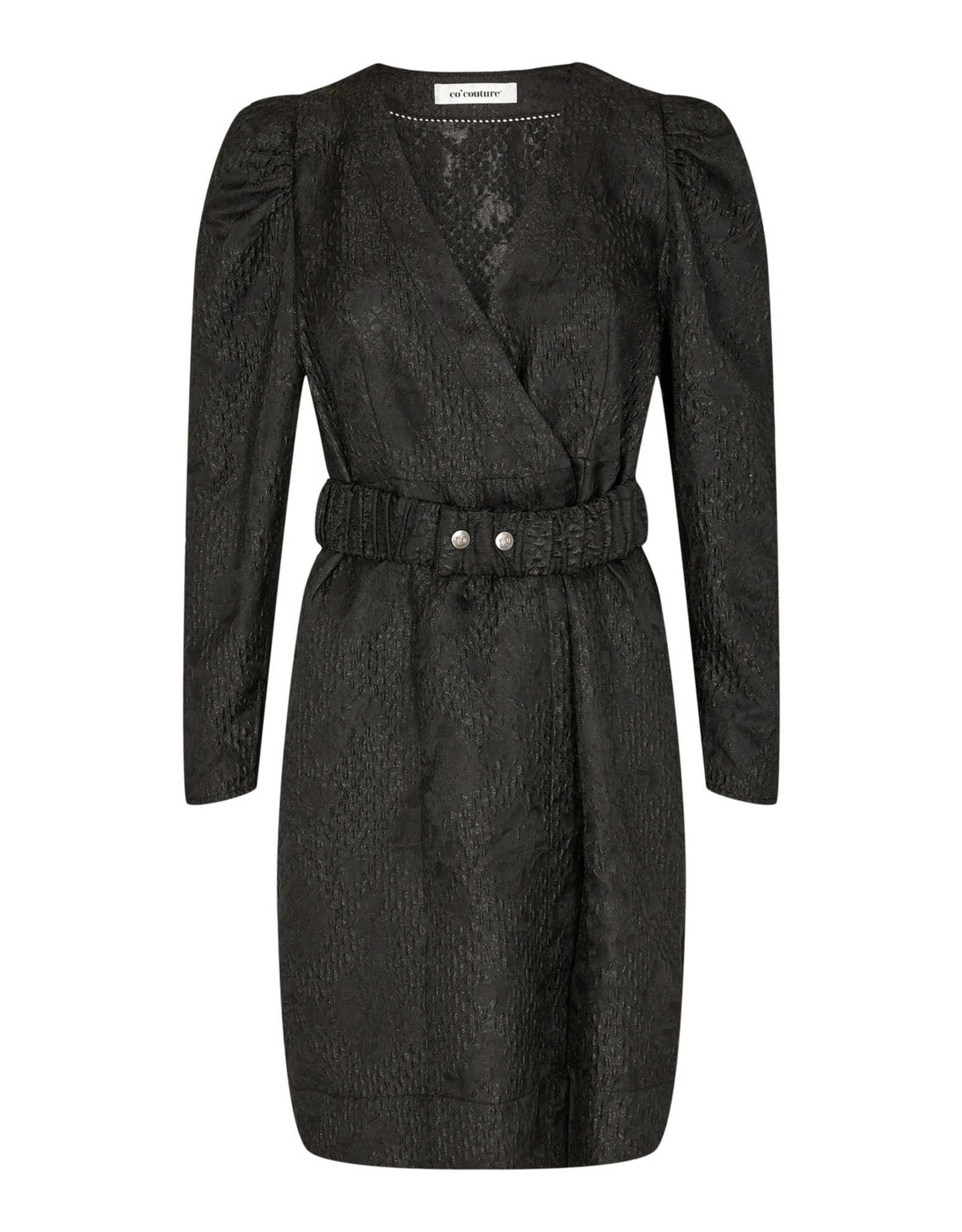 Co'Couture Cava Jacquard Wrap Dress Black