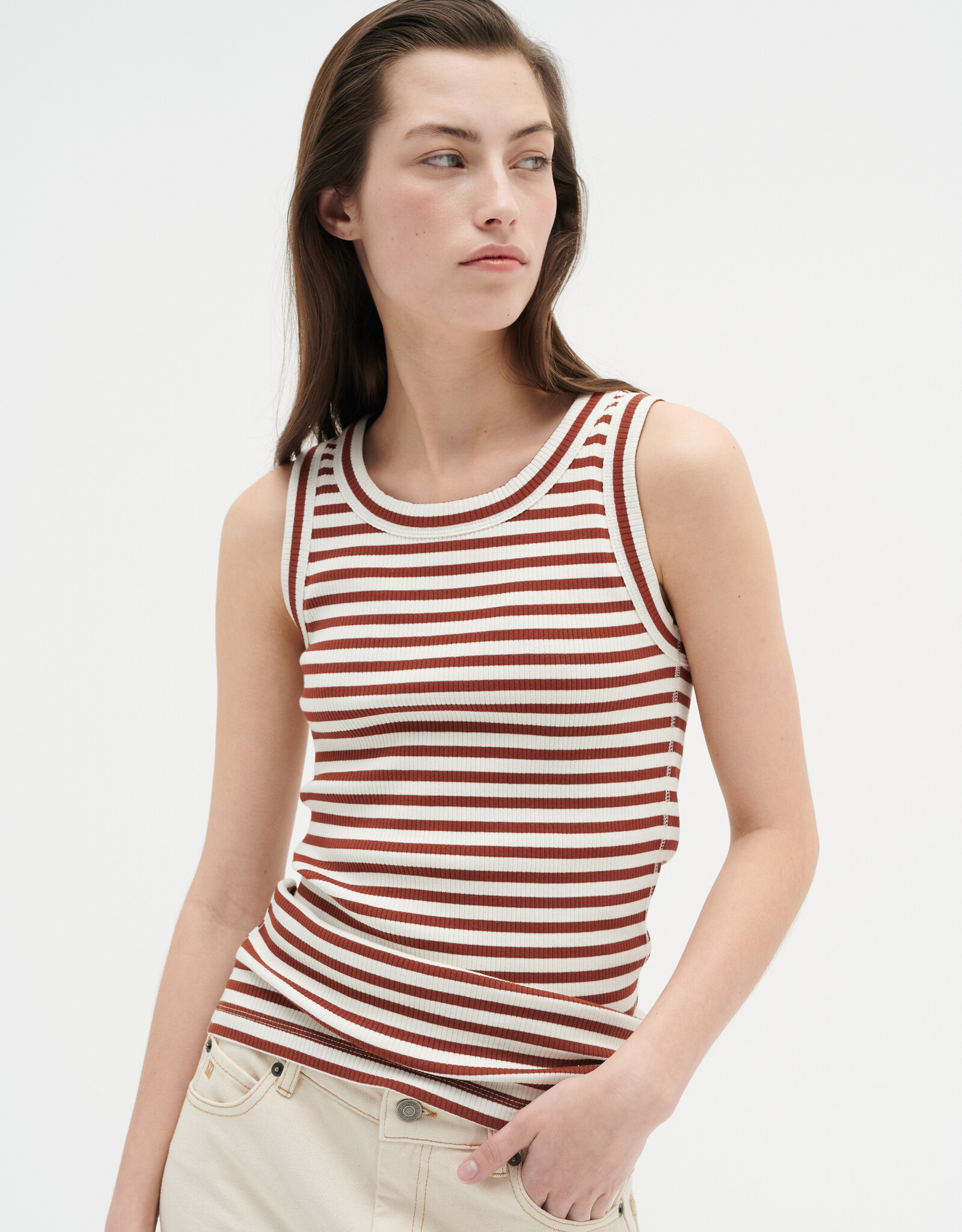 InWear Dagna Striped Tank Cherry Mahogany