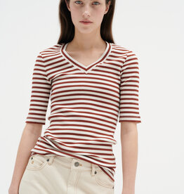 InWear Dagna Striped V T-Shirt Cherry Mahogany