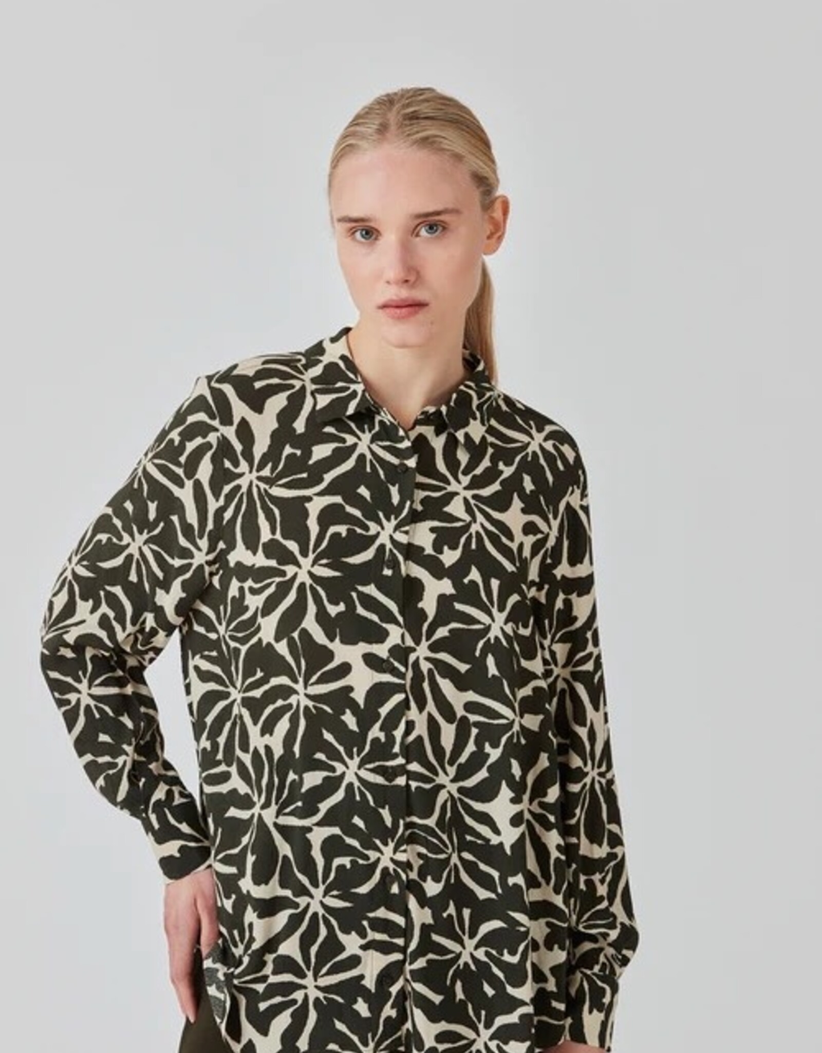 Modstrom Fern Print Shirt Ocean Fleur