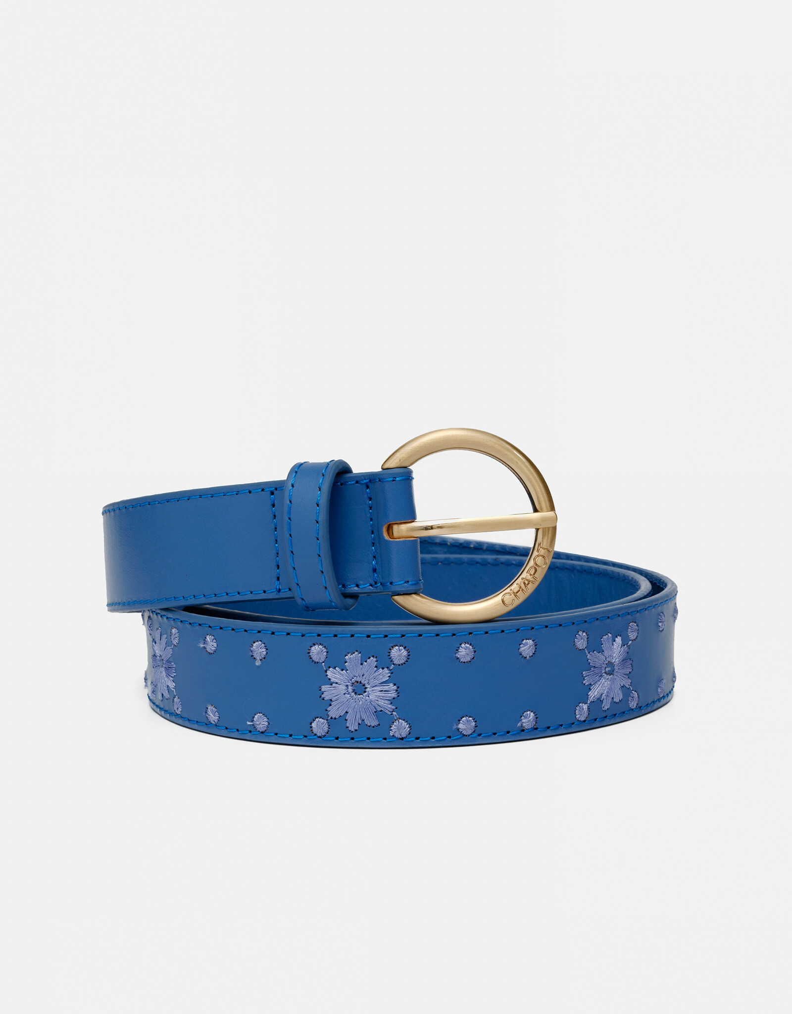Fabienne Chapot Flower Embroidered Belt Cornflower Blue
