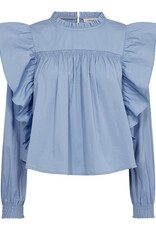 Co'Couture Cotton Crisp Frill Blouse Sky Blue