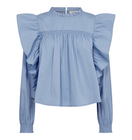 Co'Couture Cotton Crisp Frill Blouse Sky Blue