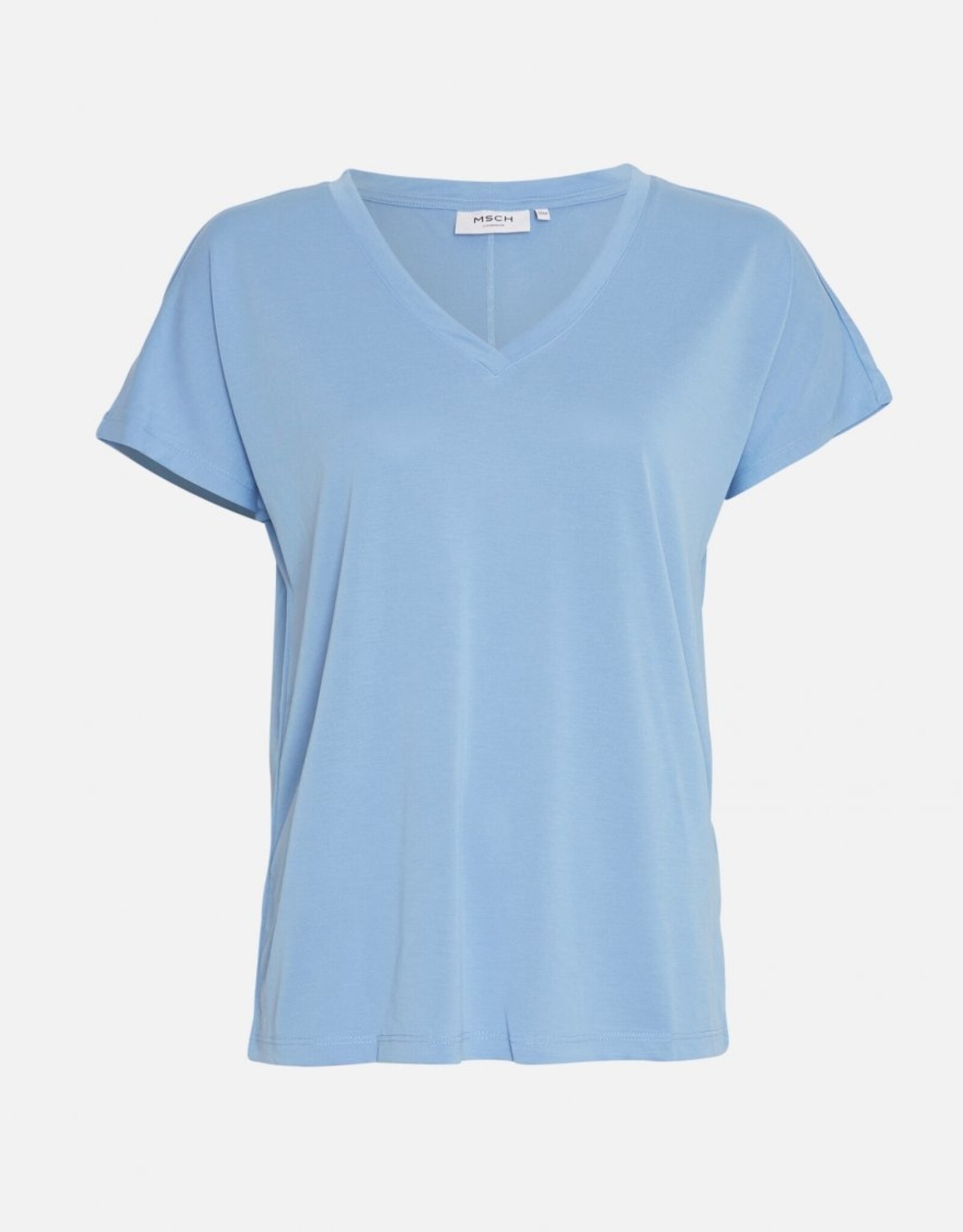 Moss Copenhagen Fenya Modal V neck Tee Azurine