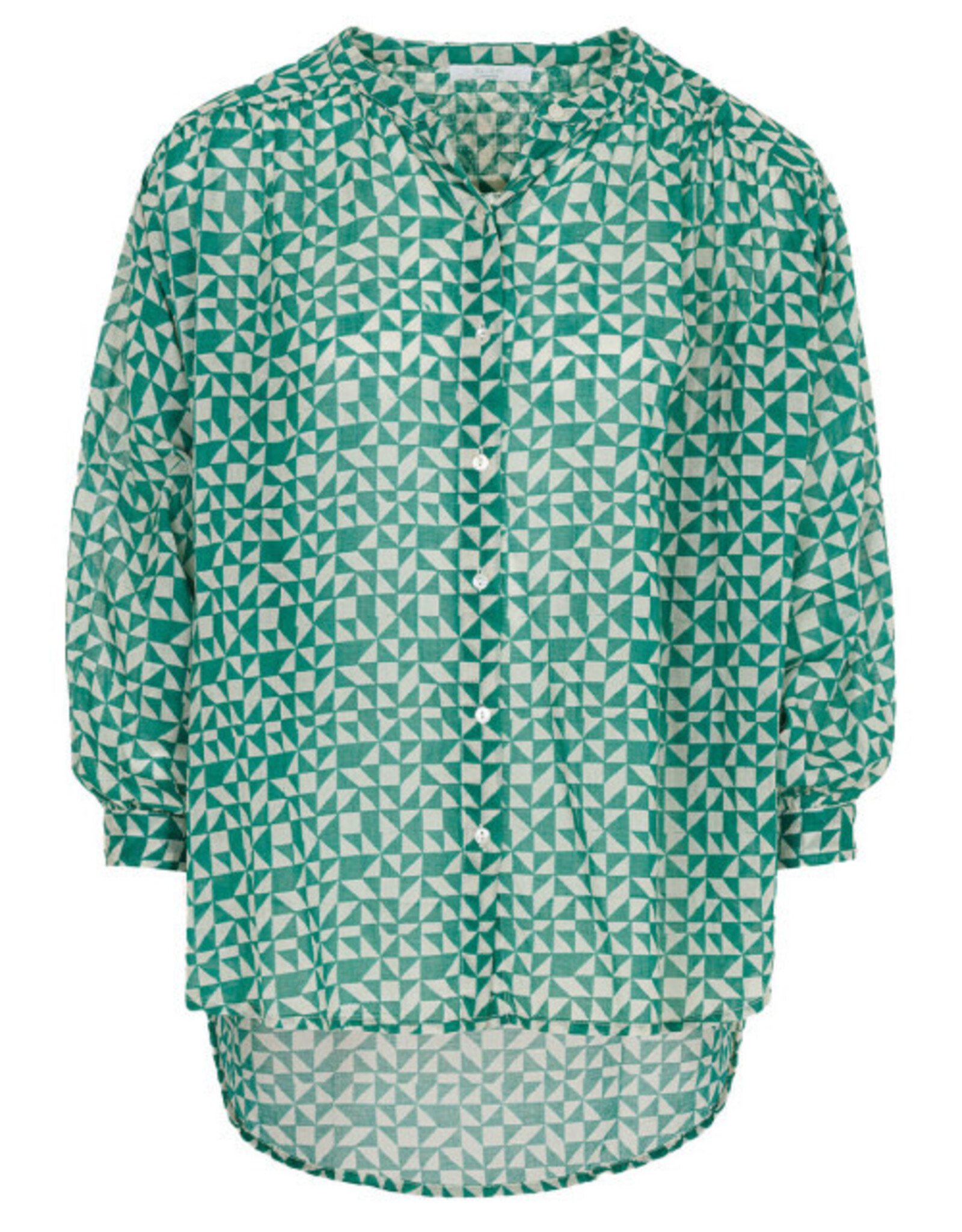 By Bar Lucy Graphic Blouse Green Print