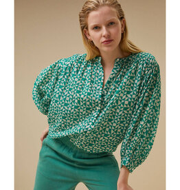 By Bar Lucy Graphic Blouse Green Print