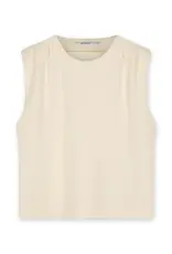 Homage Padded Shoulder Top With Pleats Soft Cream