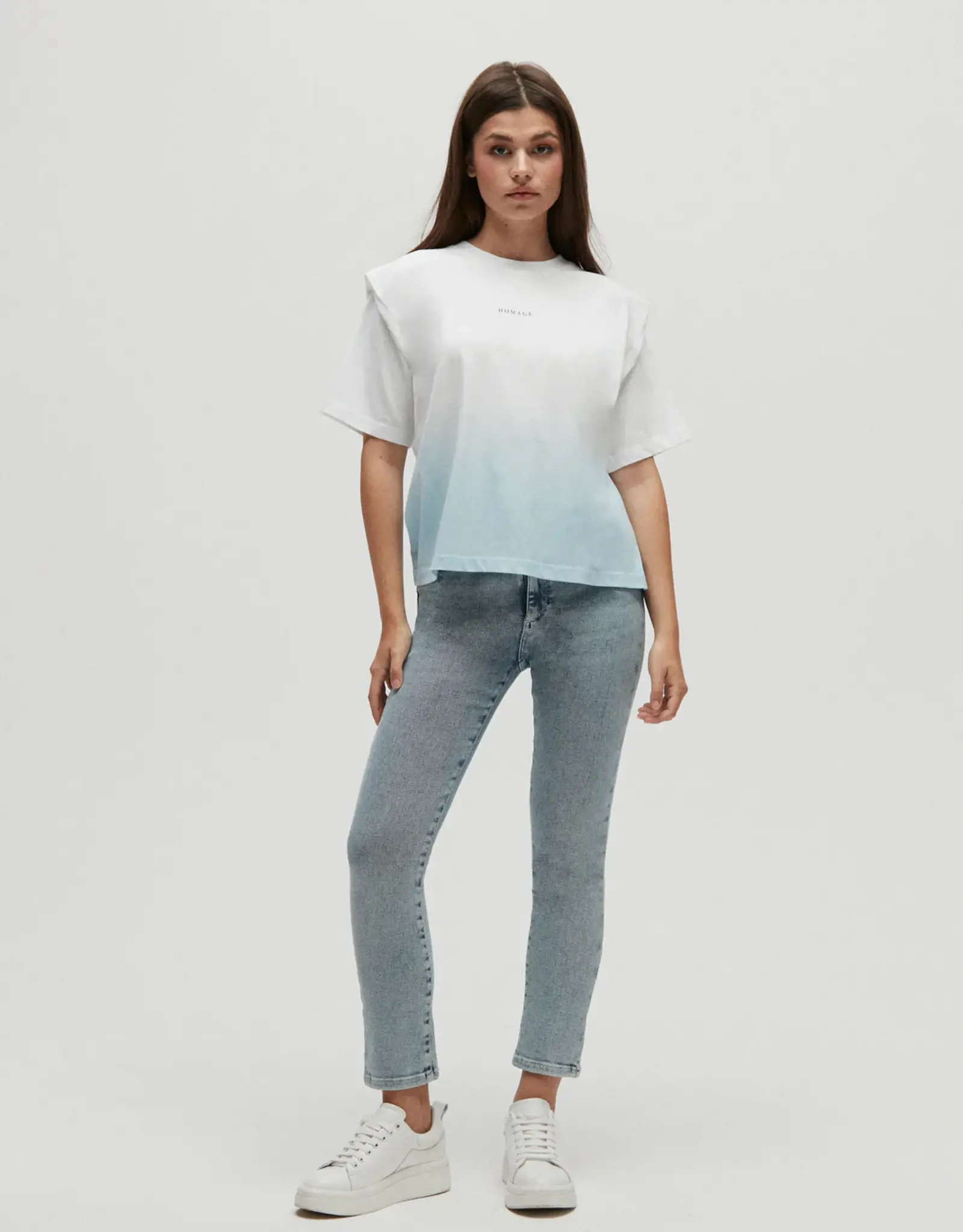 Homage Sarah Stretchy Straight Jeans Washed Blue