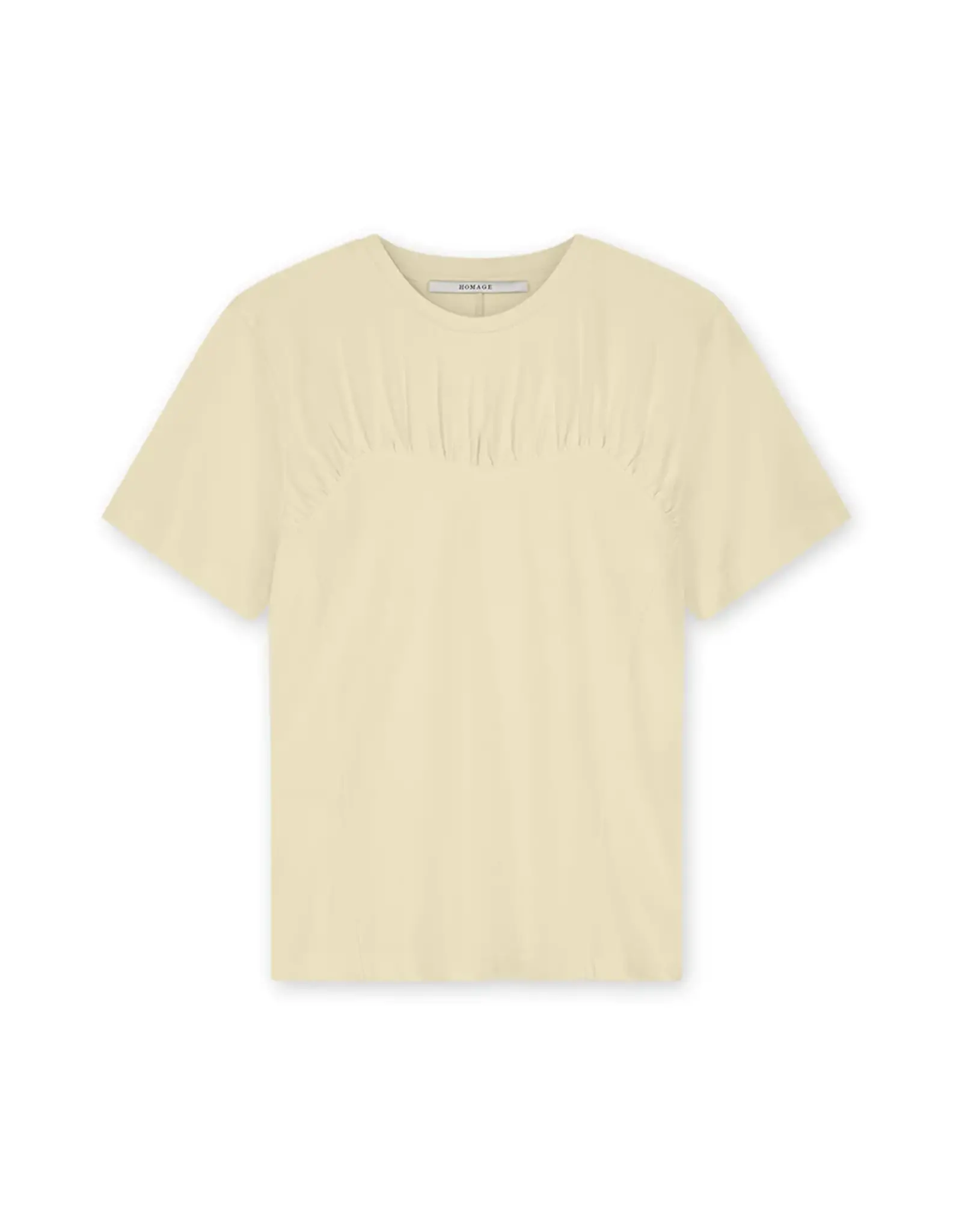 Homage T-shirt With Gathering Soft Yellow