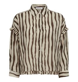 Co'Couture Flow Stripe Frill Shirt Mocca