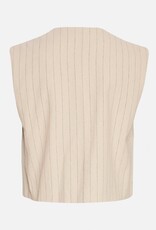 Moss Copenhagen Jonalyn Waistcoat Stripe Oatmeal Grey