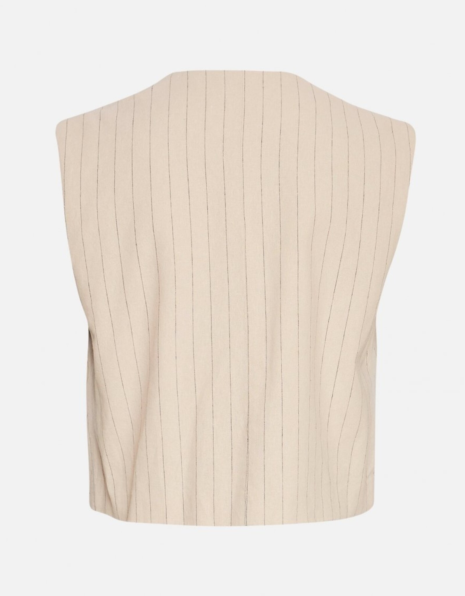 Moss Copenhagen Jonalyn Waistcoat Stripe Oatmeal Grey