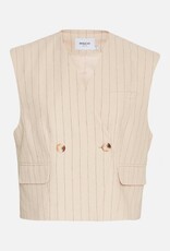 Moss Copenhagen Jonalyn Waistcoat Stripe Oatmeal Grey