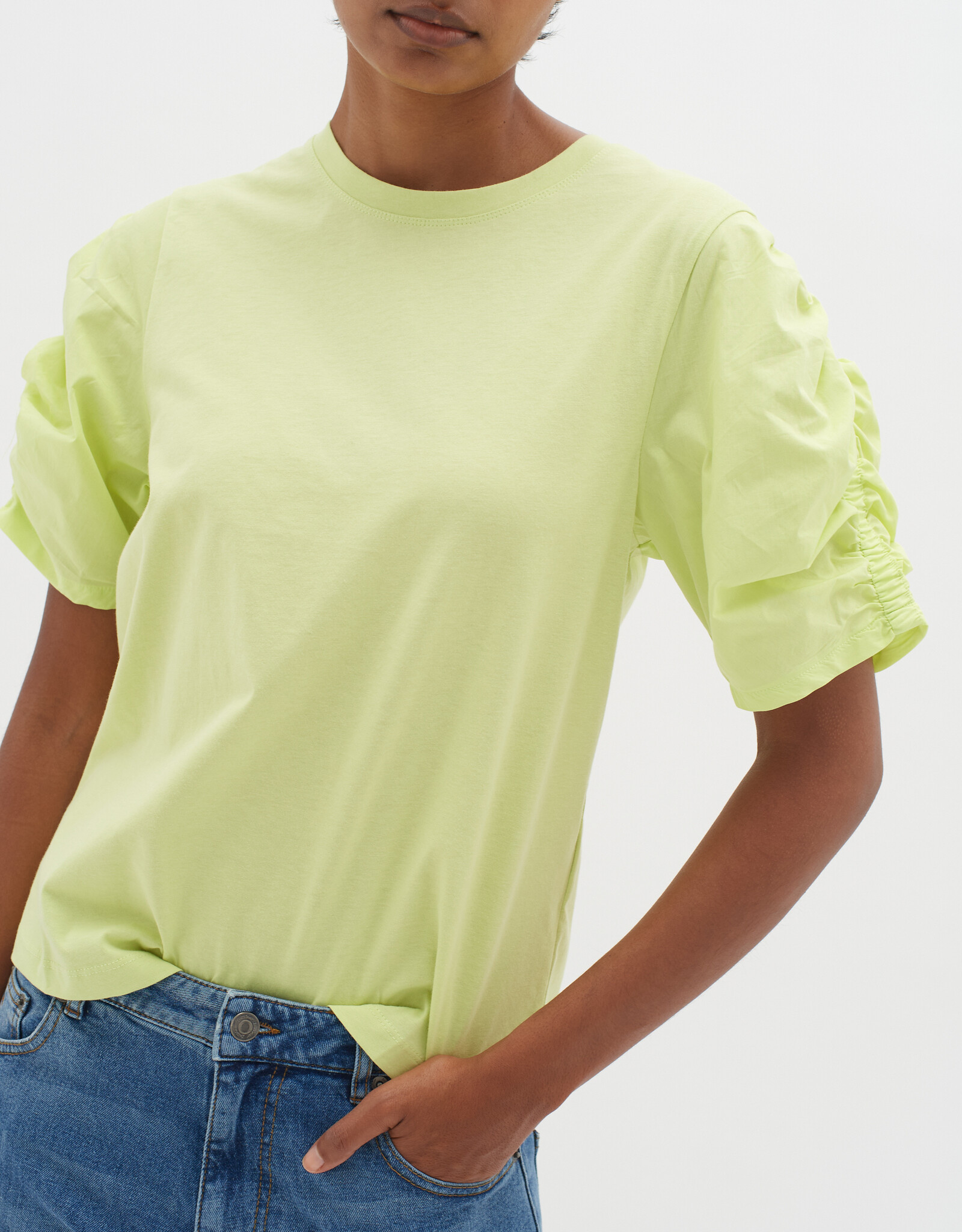 InWear Payana Woven Trim T-Shirt Lime Sorbet