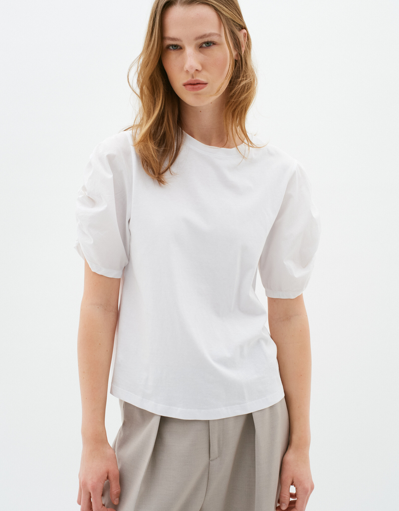 InWear Payana Woven Trim T-Shirt Pure White