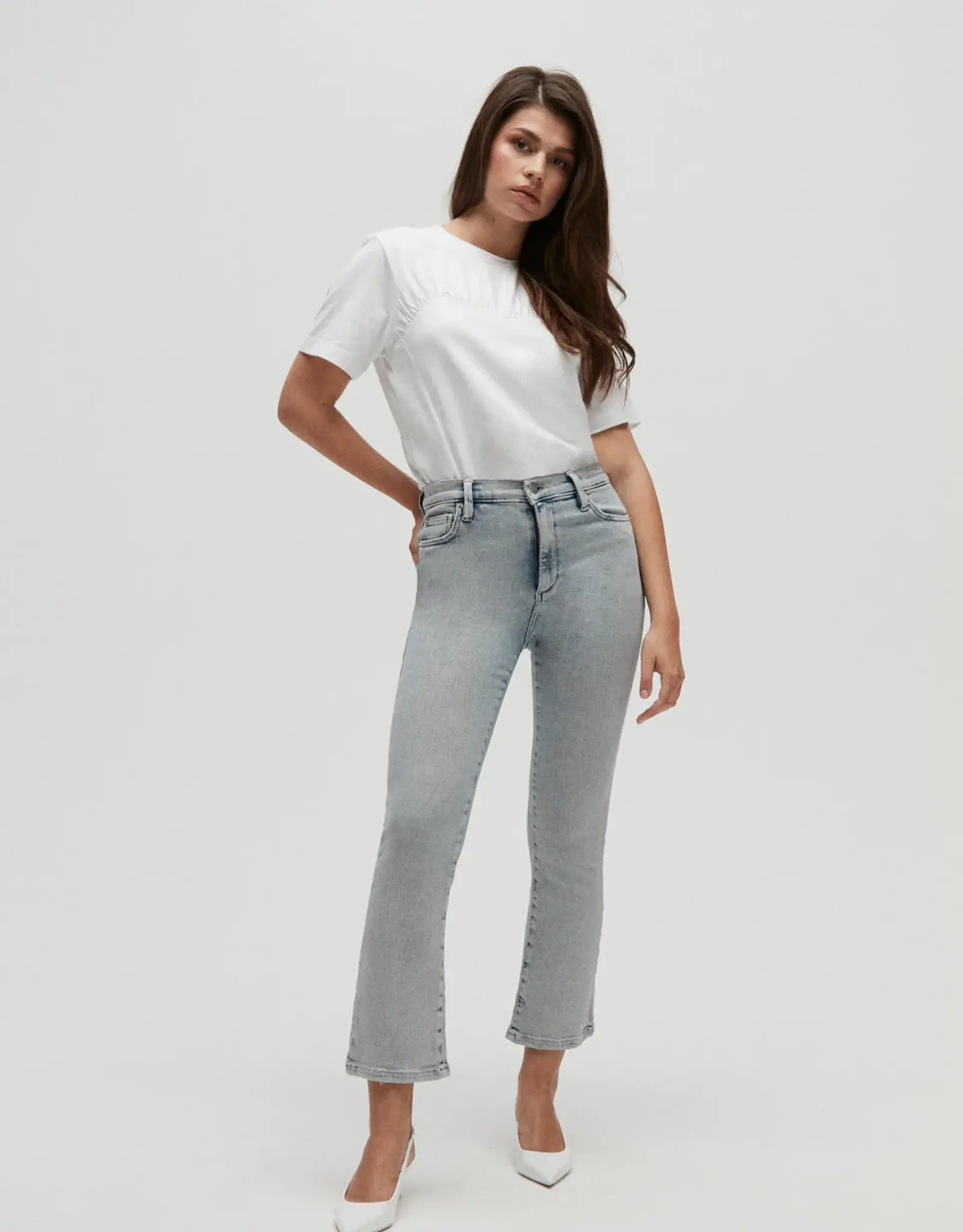 Homage Debbie Cropped Flared Jeans Light Vintage