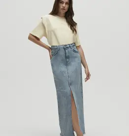 Homage Long Denim Skirt With Slit Mid Vintage