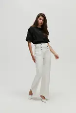 Homage Lauren Cropped Wide Leg With Button Detail Off White