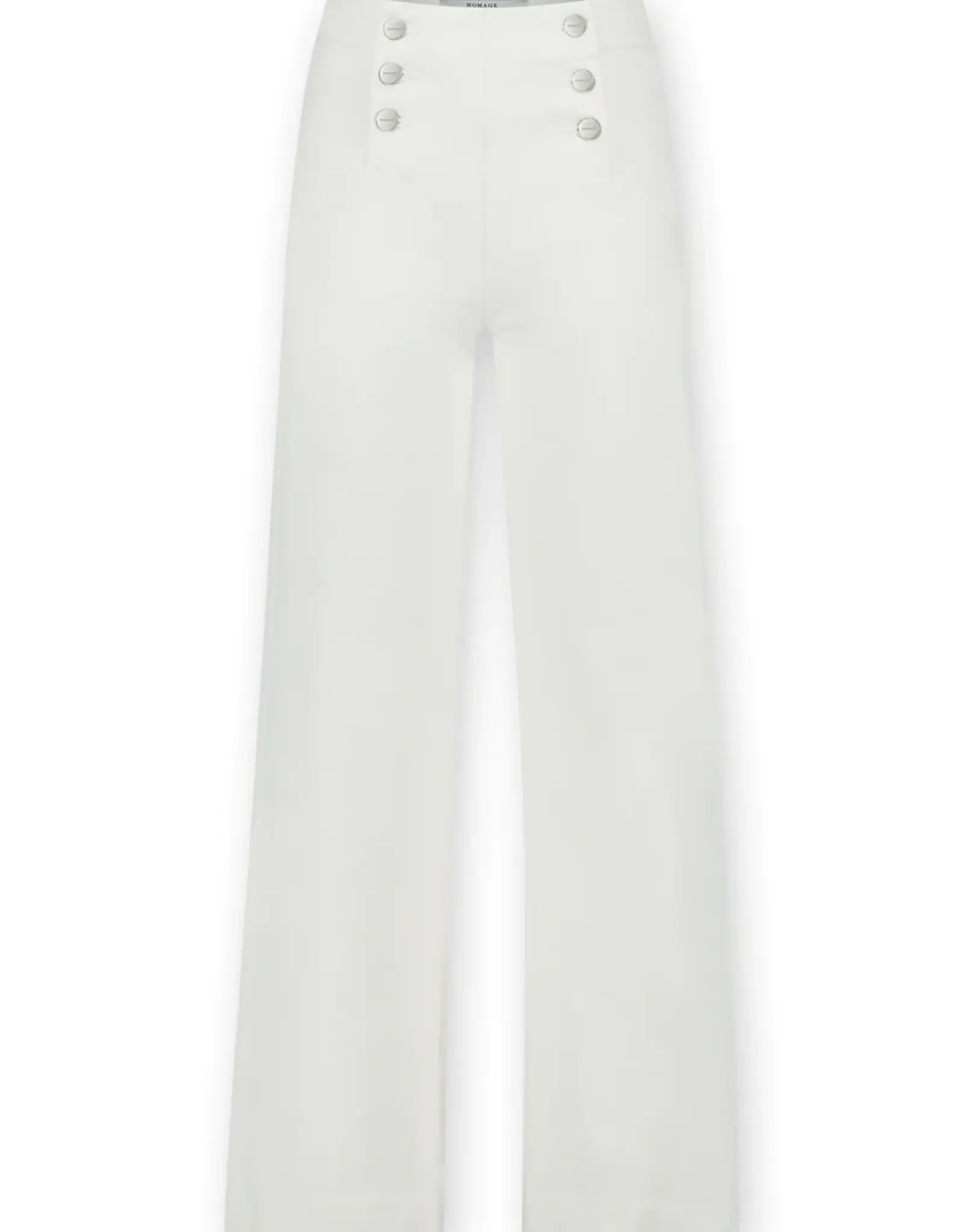 Homage Lauren Cropped Wide Leg With Button Detail Off White