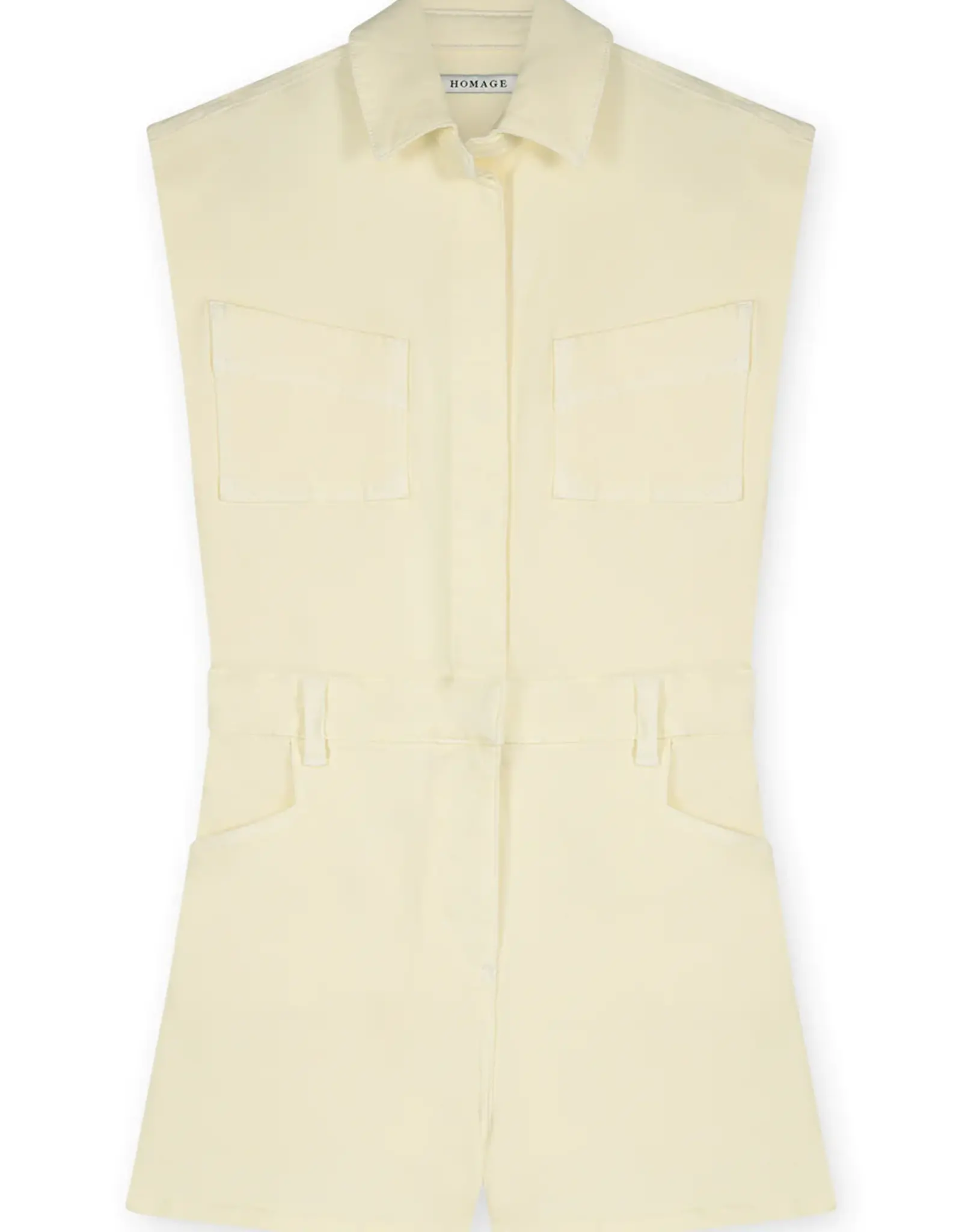 Homage Sleeveless Denim Playsuit Soft Yellow