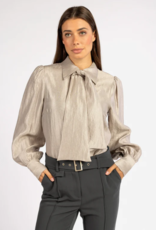 Aaiko Veronne Tie Shimmer Blouse Sandy Stone