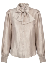 Aaiko Veronne Tie Shimmer Blouse Sandy Stone