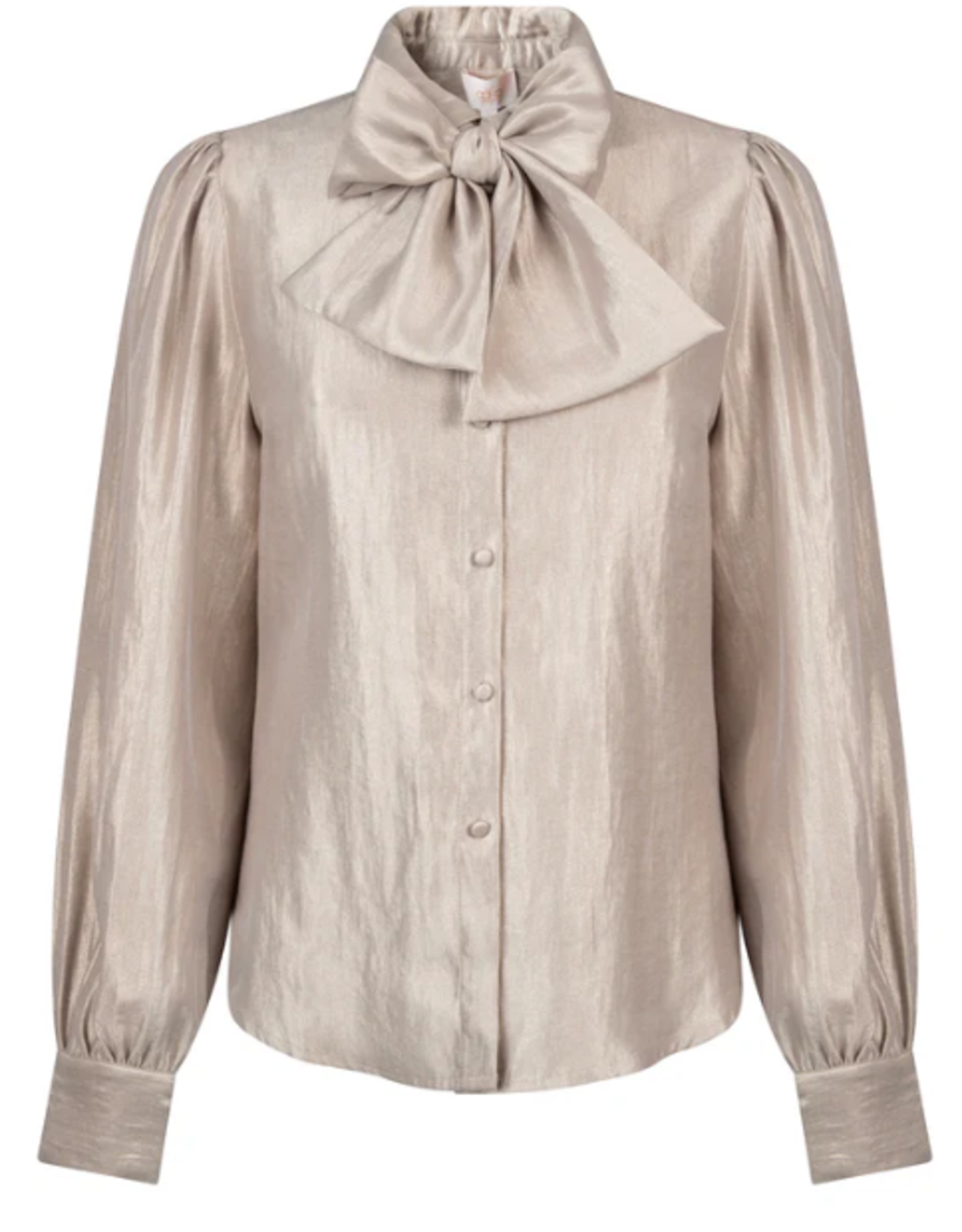 Aaiko Veronne Tie Shimmer Blouse Sandy Stone