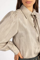 Aaiko Veronne Tie Shimmer Blouse Sandy Stone