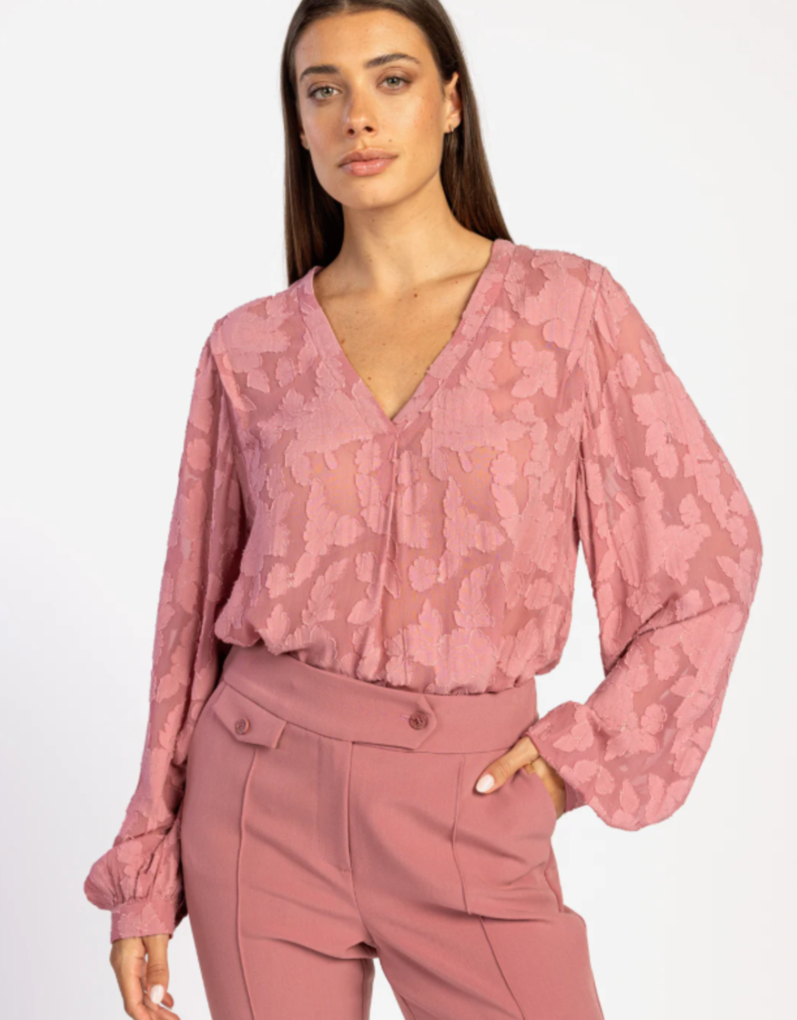 Aaiko Alana Chiffon Flower Top Dusty Berry