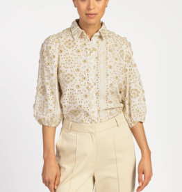 Aaiko Lien 2 Tone Blouse Linden Green