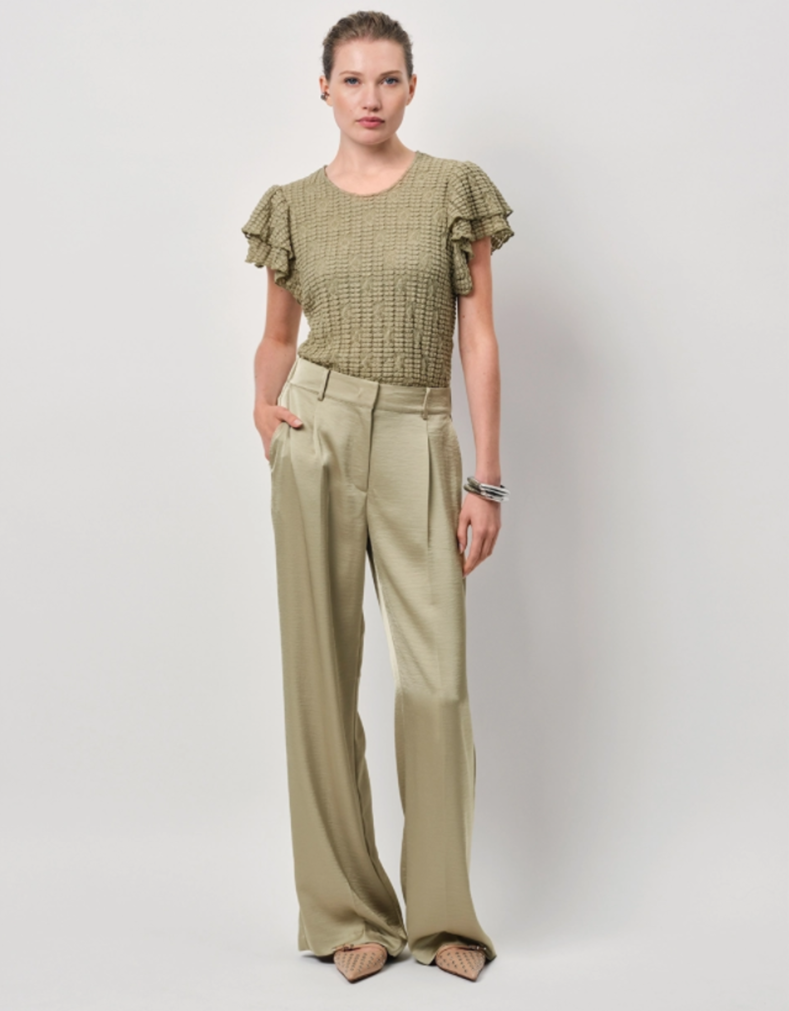 Dante 6 Marlowé Lace Volant Top Sunlit Grass