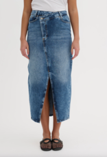 My Essential Wardrobe Louis Wrap Skirt Medium Blue Retro