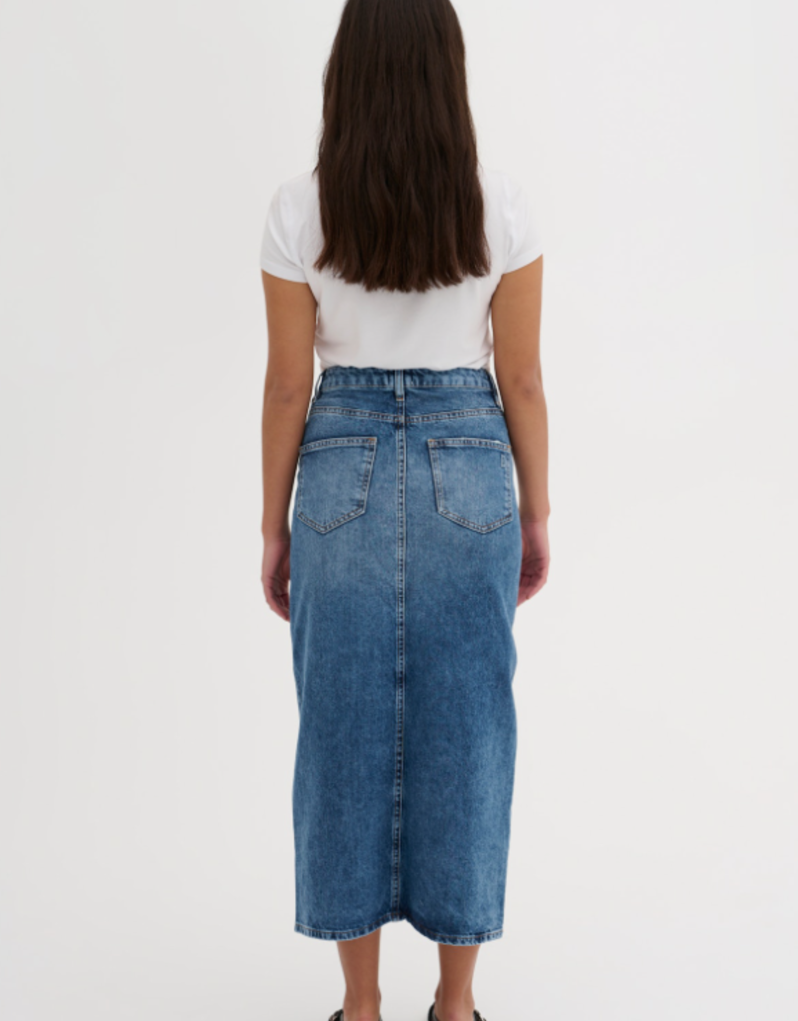 My Essential Wardrobe Louis Wrap Skirt Medium Blue Retro