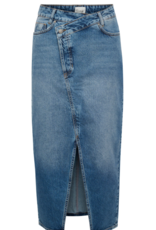 My Essential Wardrobe Louis Wrap Skirt Medium Blue Retro