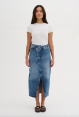 My Essential Wardrobe Louis Wrap Skirt Medium Blue Retro