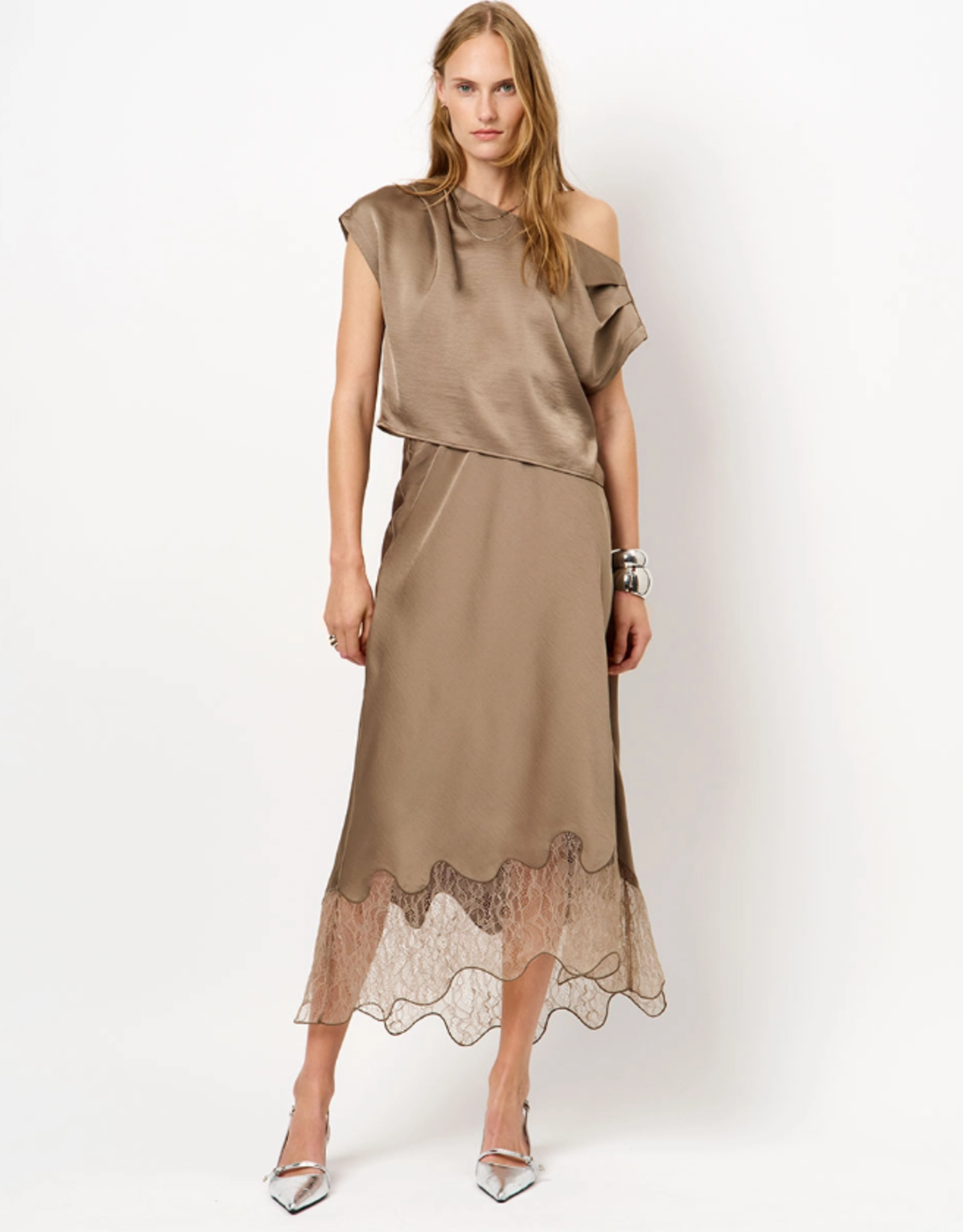 Dante 6 Roam Satin Drapey Top Stone