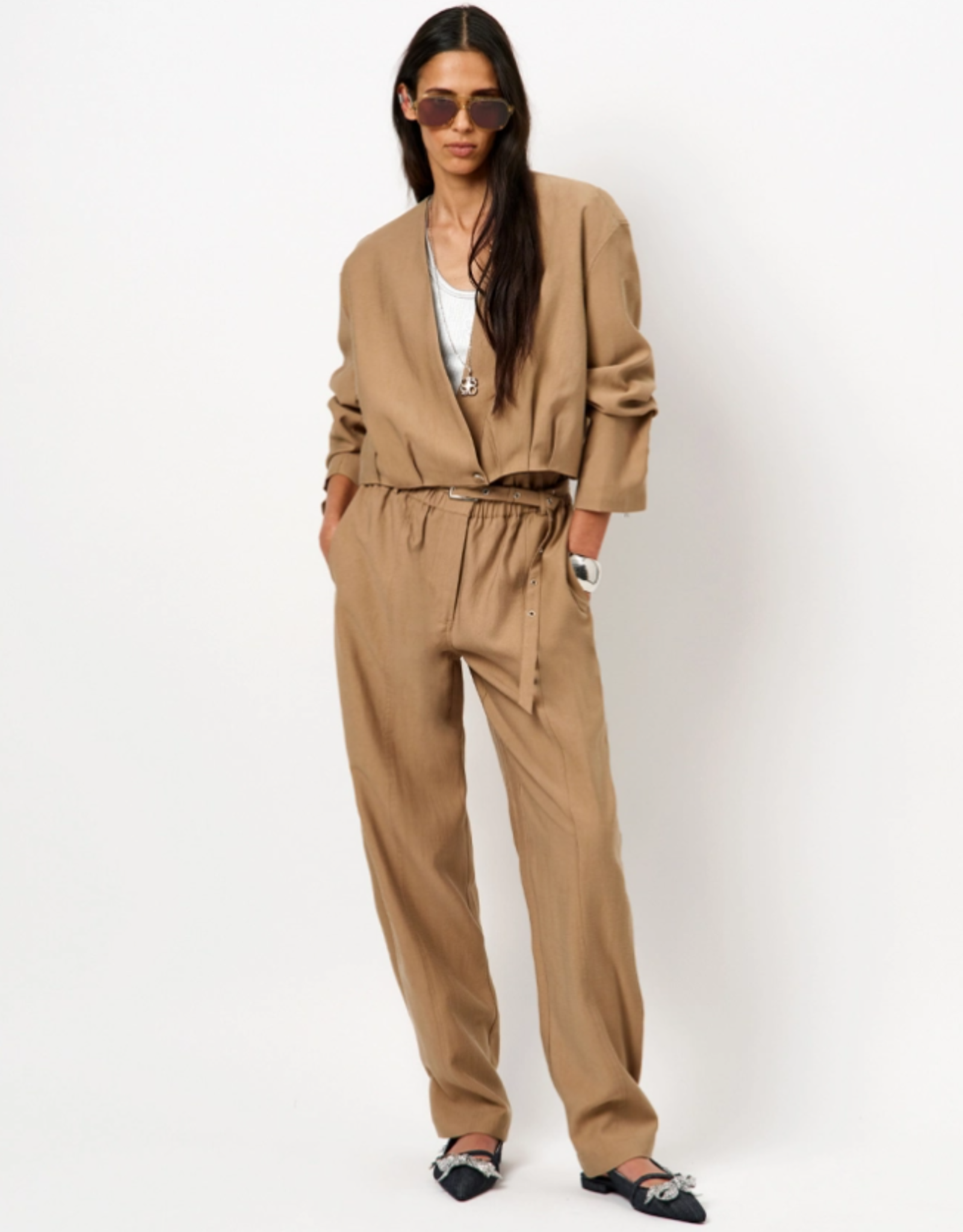 Dante 6 Lonza Pleated Bomber Jacket Spiced Camel