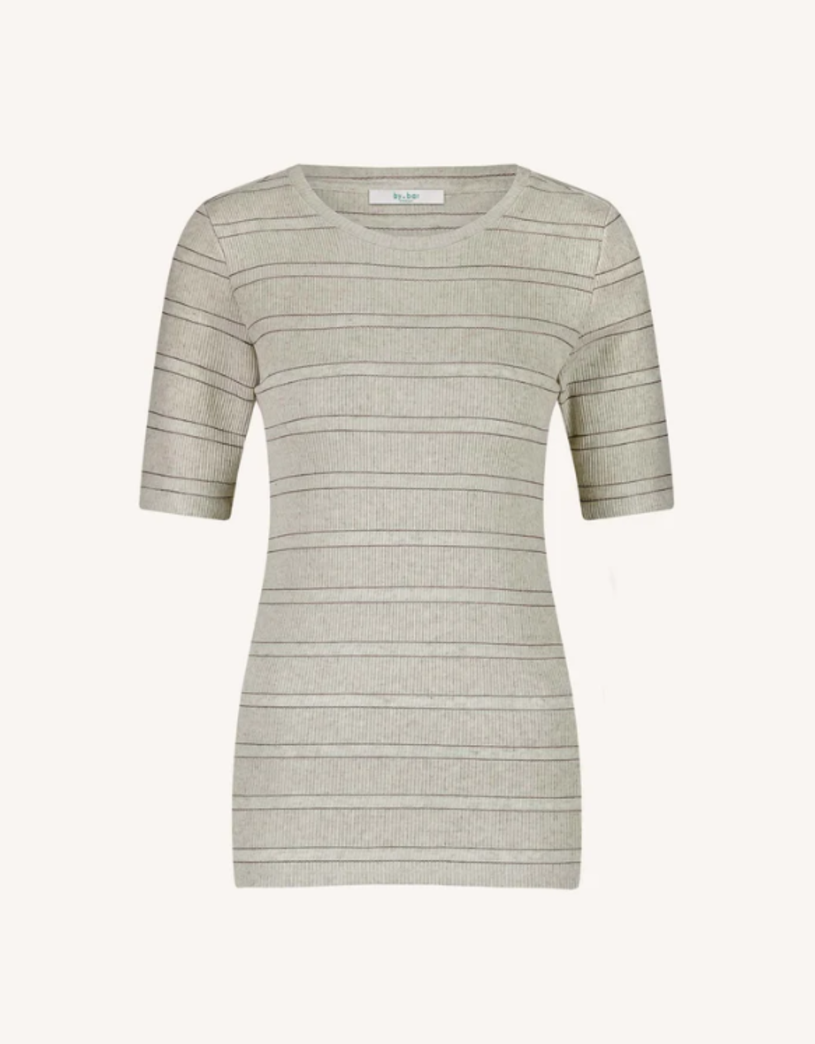 By Bar Basic ss Pearl Stripe Top Grey