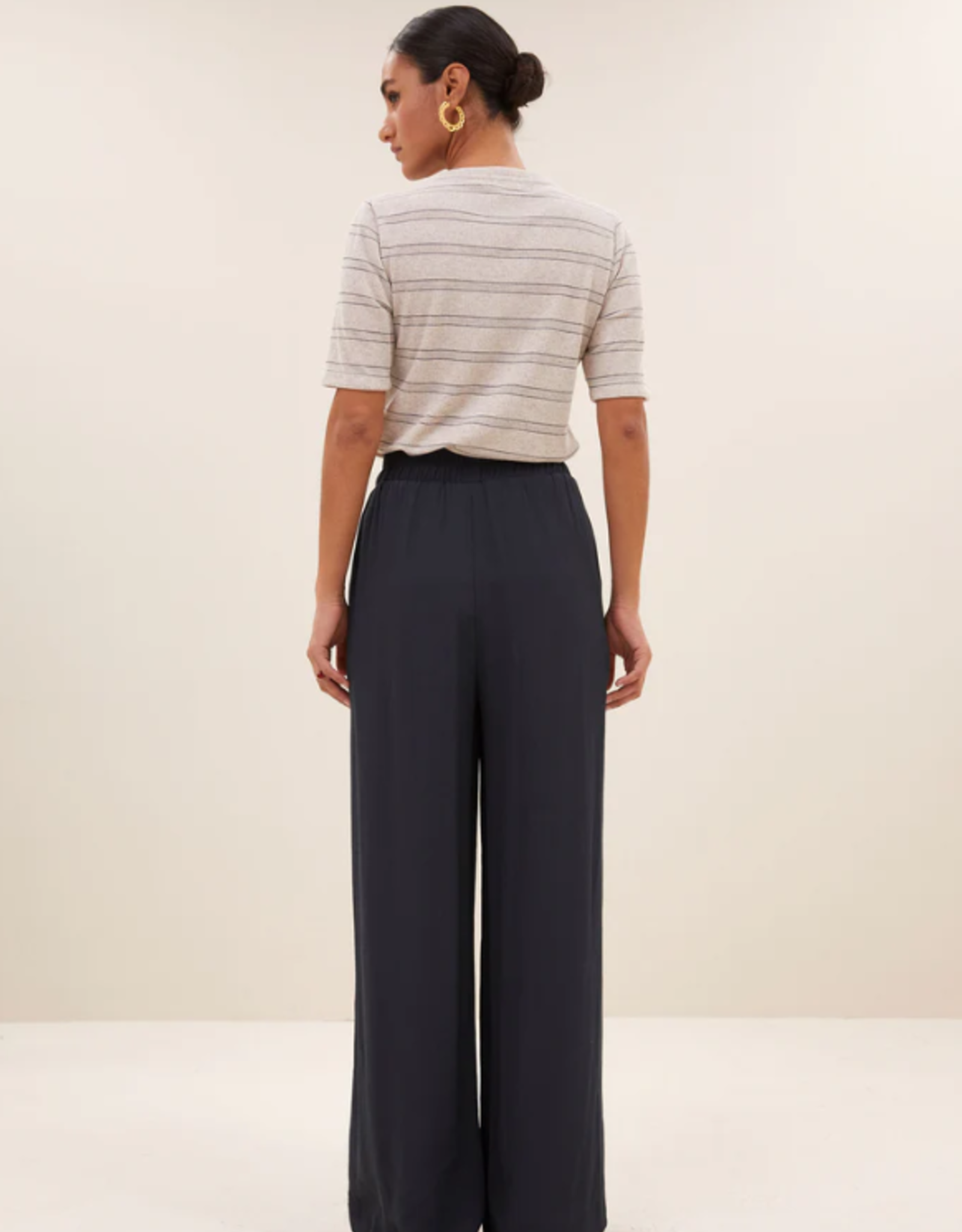 By Bar Basic ss Pearl Stripe Top Grey