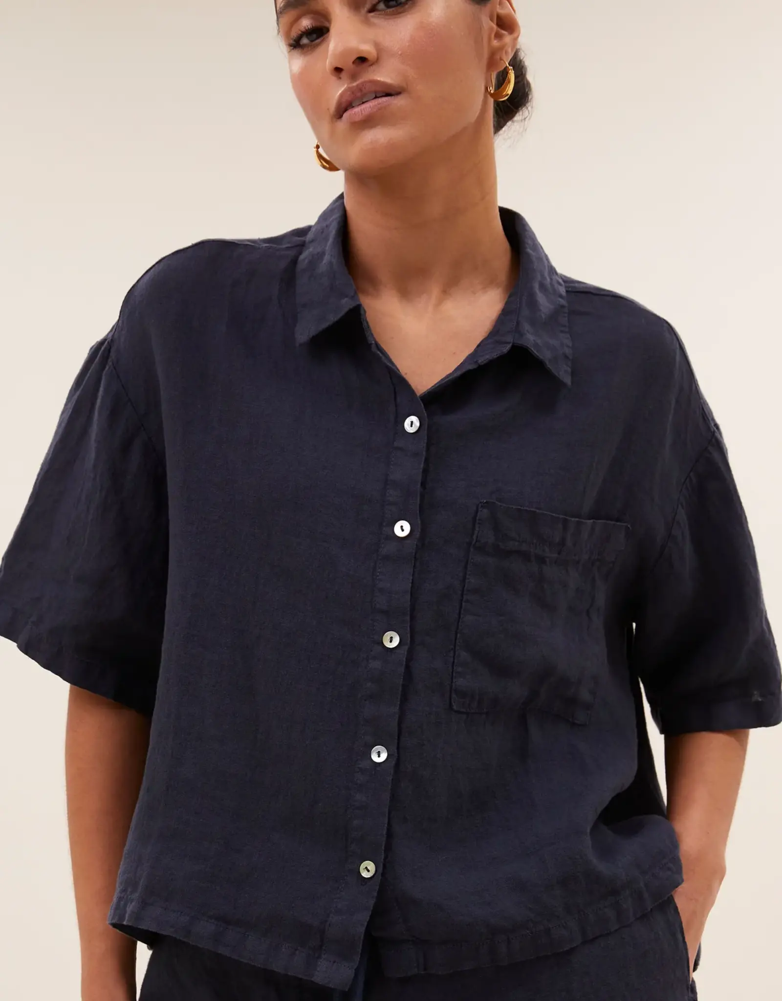 By Bar Mara Linen Blouse Midnight