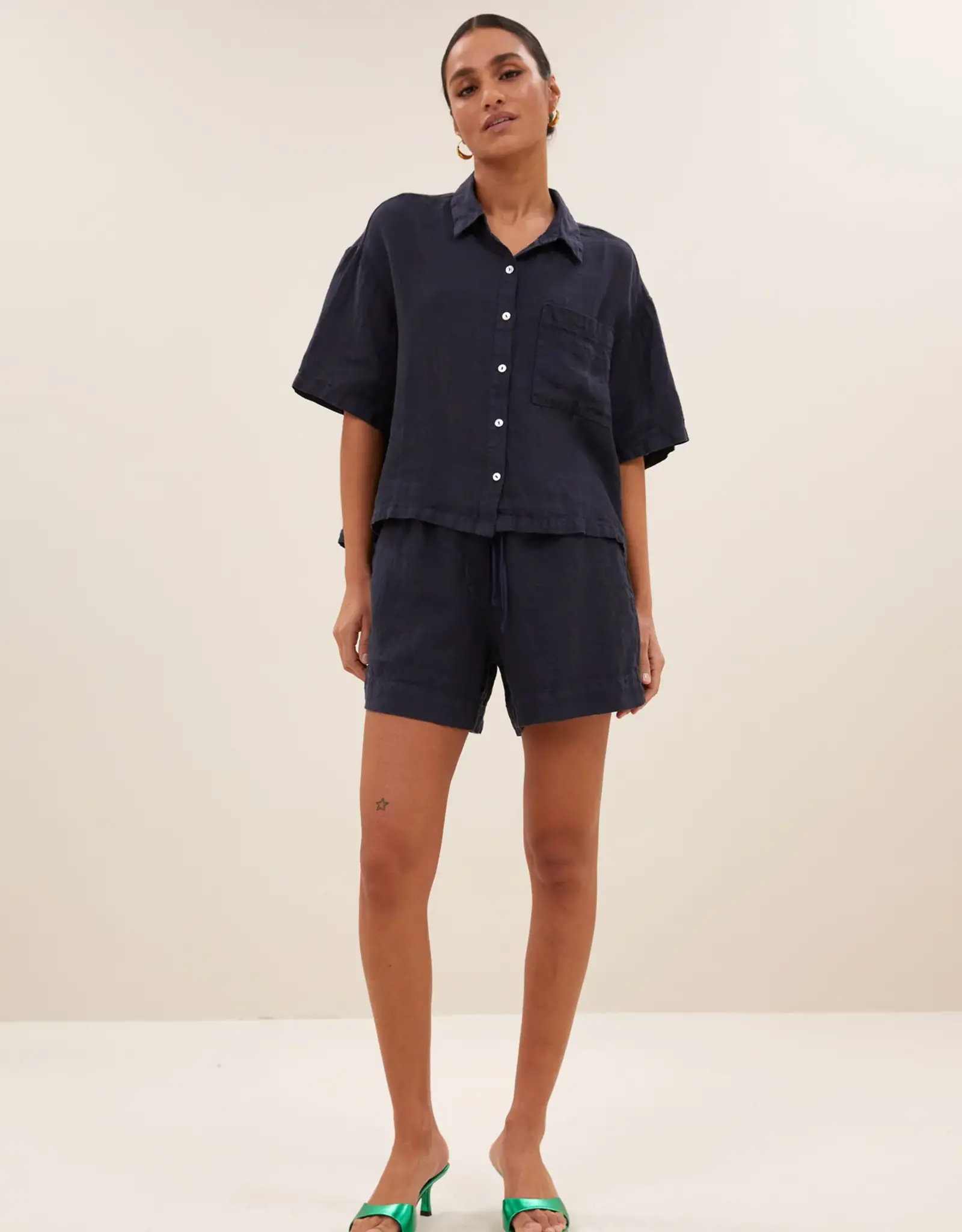By Bar Mara Linen Blouse Midnight