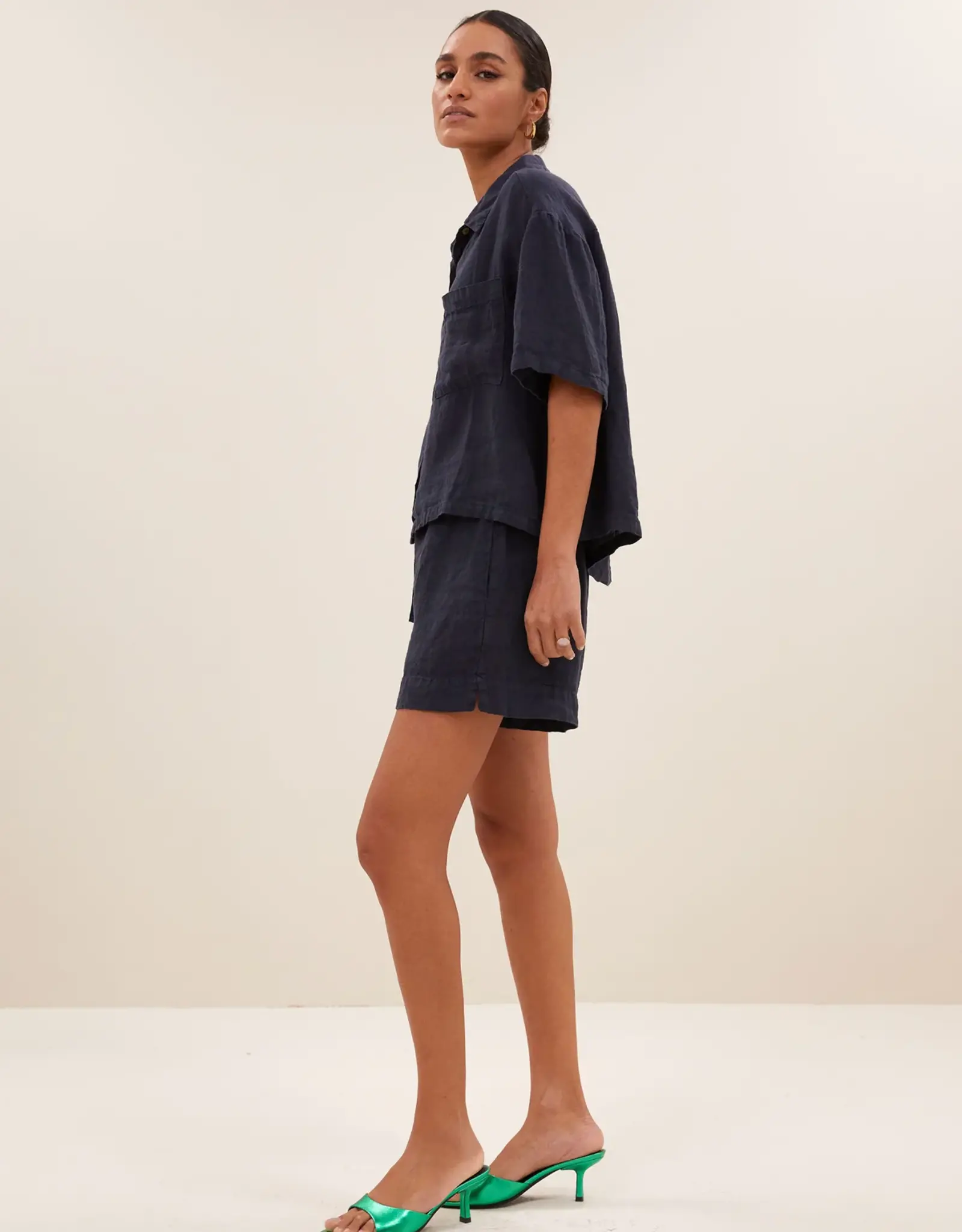 By Bar Mara Linen Blouse Midnight