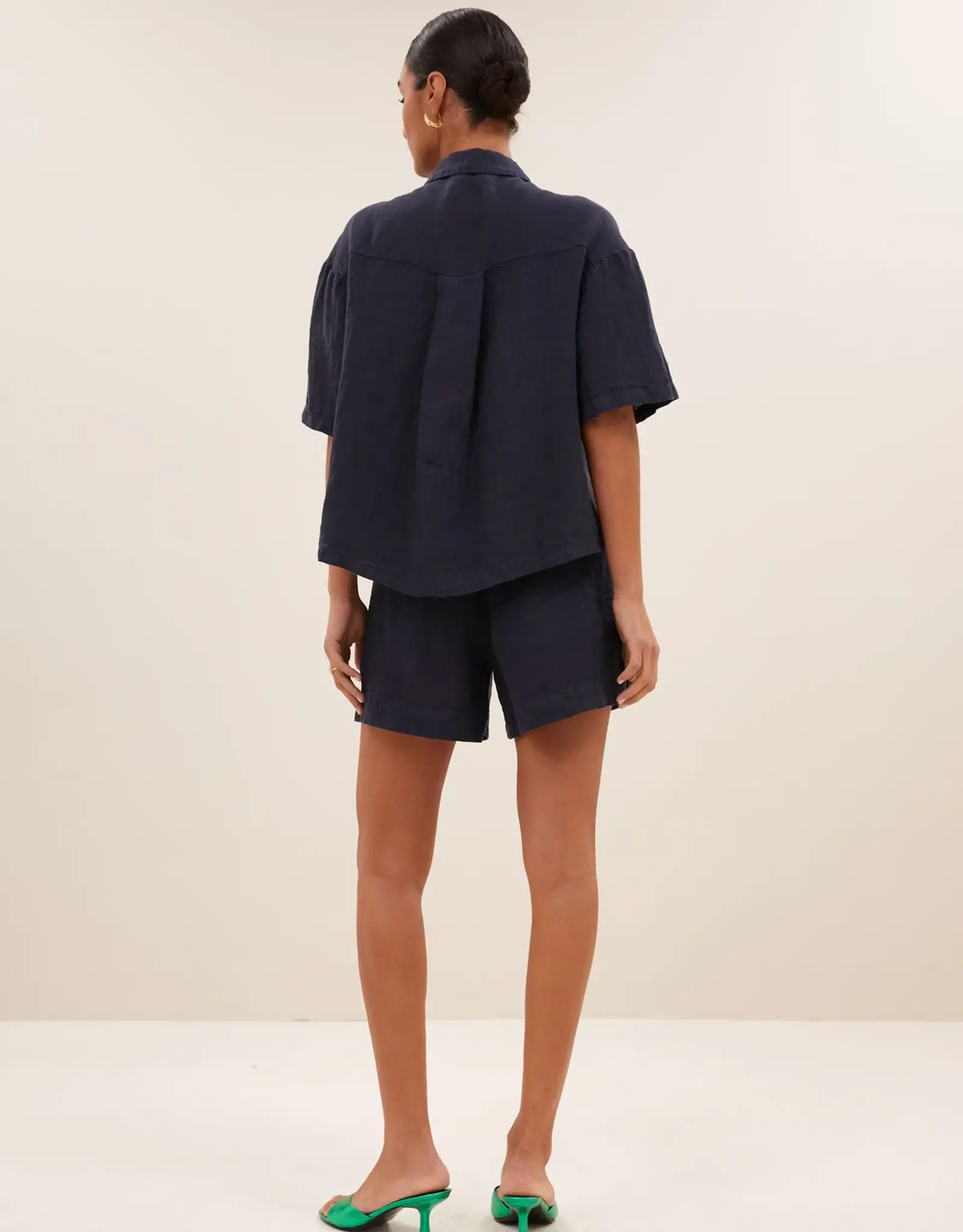 By Bar Mara Linen Blouse Midnight