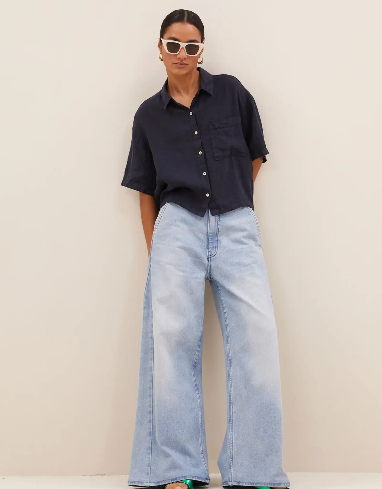 By Bar Mara Linen Blouse Midnight