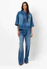 Dante 6 Daisy Rhinestone Denim Shirt Vintage Blue