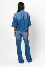 Dante 6 Daisy Rhinestone Denim Shirt Vintage Blue