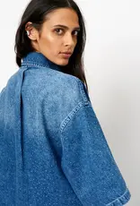 Dante 6 Daisy Rhinestone Denim Shirt Vintage Blue