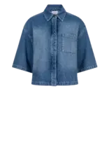 Dante 6 Daisy Rhinestone Denim Shirt Vintage Blue