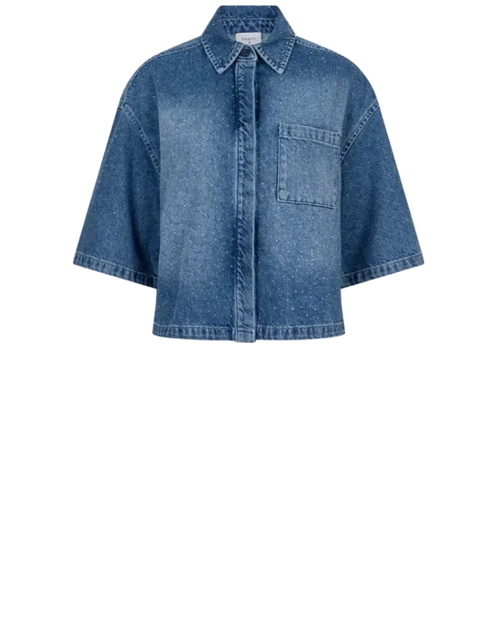 Dante 6 Daisy Rhinestone Denim Shirt Vintage Blue