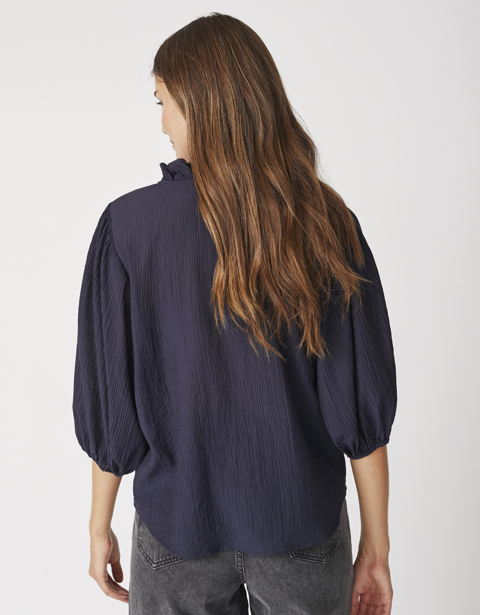 Co'Couture Anika Frill ss Shirt Navy